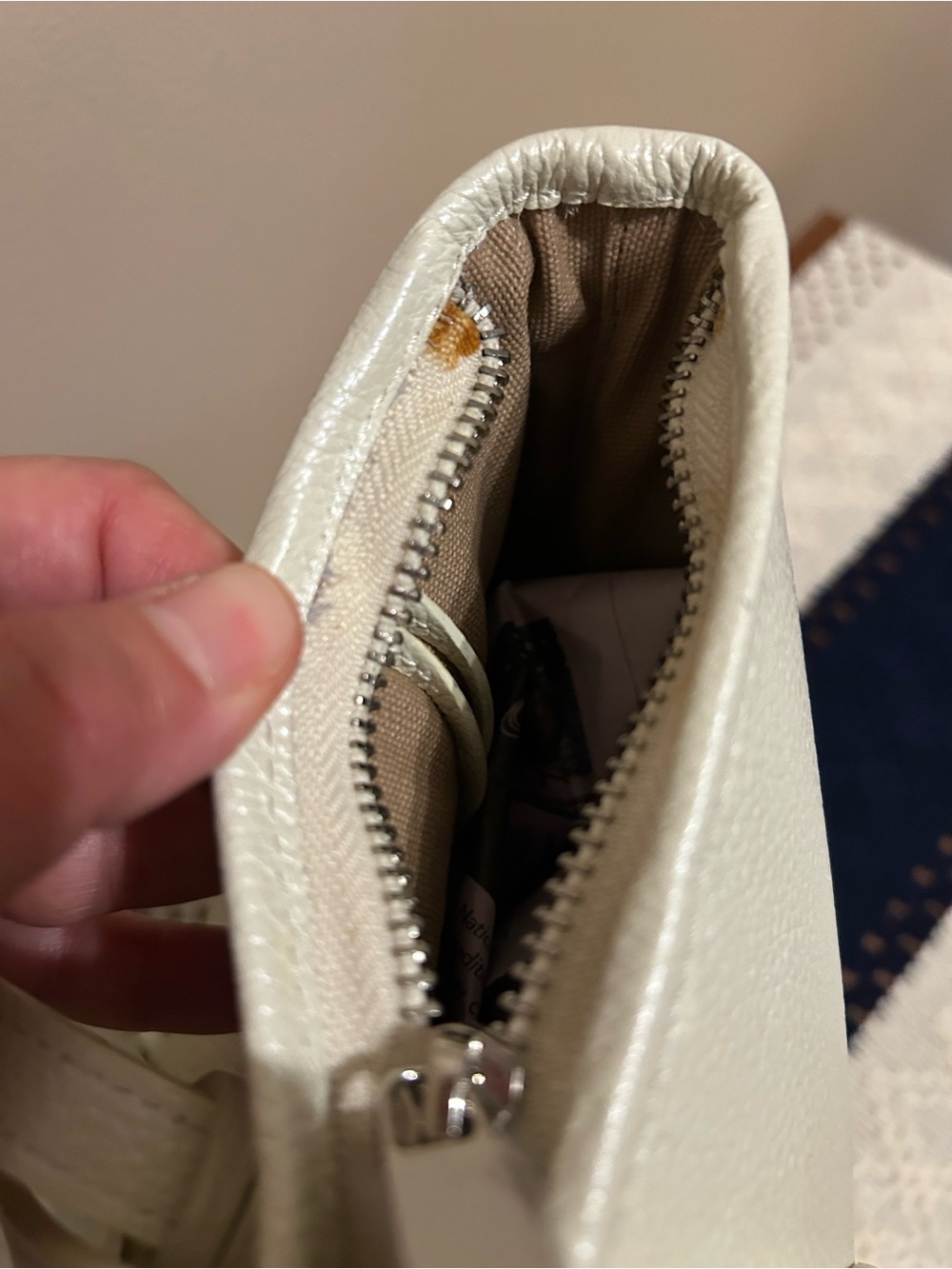 Women’s White Perforated Tote Bag with Charm - Picture 6 of 10